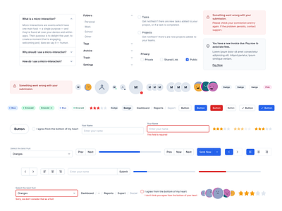 Random Components 🧩 accordian alert avatar badge button design input minimal progress ui web design