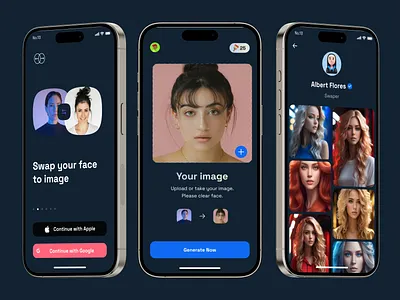 FaceSwap ai app darkmode design faceswap illustration ios kit logo mobile template ui
