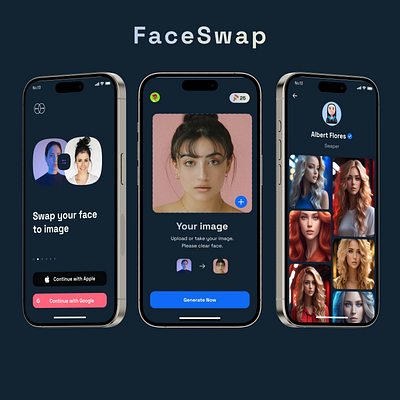 FaceSwap ai app darkmode design faceswap illustration ios kit logo mobile template ui