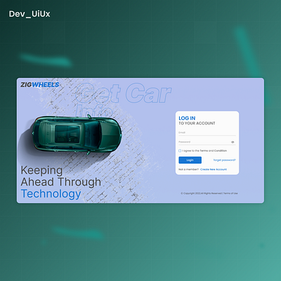Login Page - Zigwheels car design login ui
