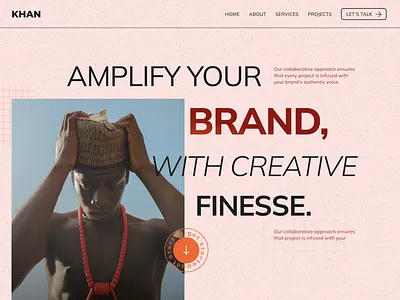 Website hero design for a creative agency