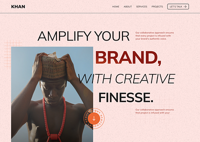 Website hero design for a creative agency