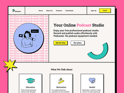 Online Podcast Studio design logo ui ux vector web