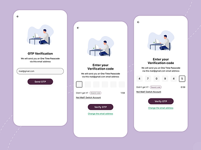 OTP Verification UI app design app screens visual design app ui showcase authentication branding design designconcept digitaldesign dribbbleshot e commerce app ui emailverification graphic design loginscreen onetimepassword otp registration secureauthentication ui uiux userinterface