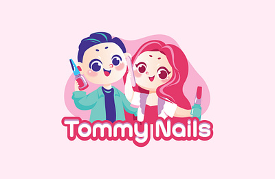 TOMMY NAILS | LOGO DESIGN & BRAND IDENTITY animation branding chibi colorful cute design graphic design illustration kids logo logotype mascot nail typography ui ux vector