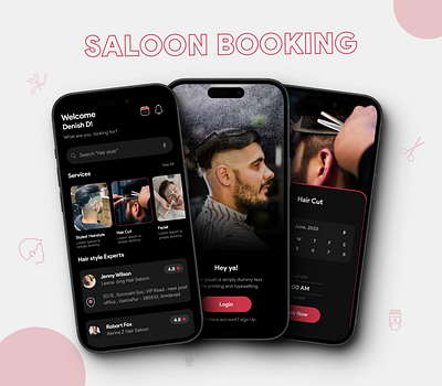 Saloon Booking App appdesign behance design dribbble graphic design saloonboking saloonbookingapp ui uidesigen ux uxdesign uxui