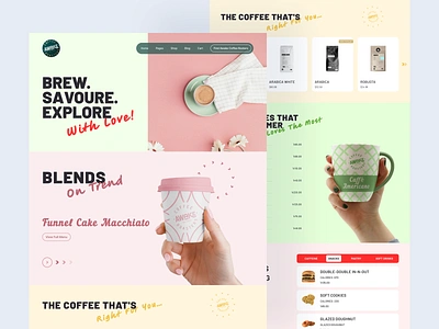 Awake Coffee Roasters adobe xd app coffee coffee shop colorful figma hero page new ui trending ui ui ui design ux web design website