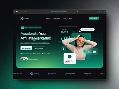 Lumina - Framer Template framer gradient illustration landing page saas screen template ui web design website