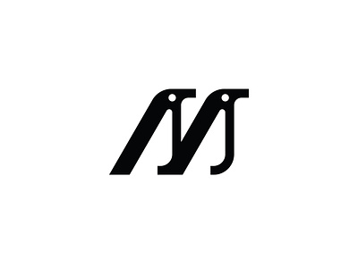 Letter M Penguins Logo animal brand company cute for sale initial letter m logo logo design logo sale modern penguins