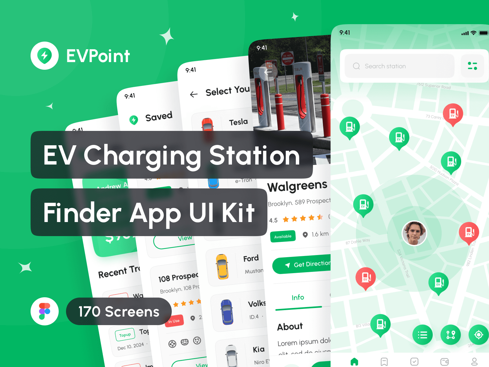 Example of Ev Charging Station Finder App UI Kit