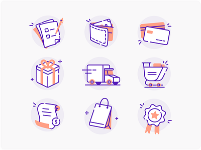 Shoply - E Commerce Icon Illustration Set 2d illustration business cart clean colorful creative credit card e commerce flat gift handdrawn icon illustration line illustration marketing shipping shopping start up truck wallet