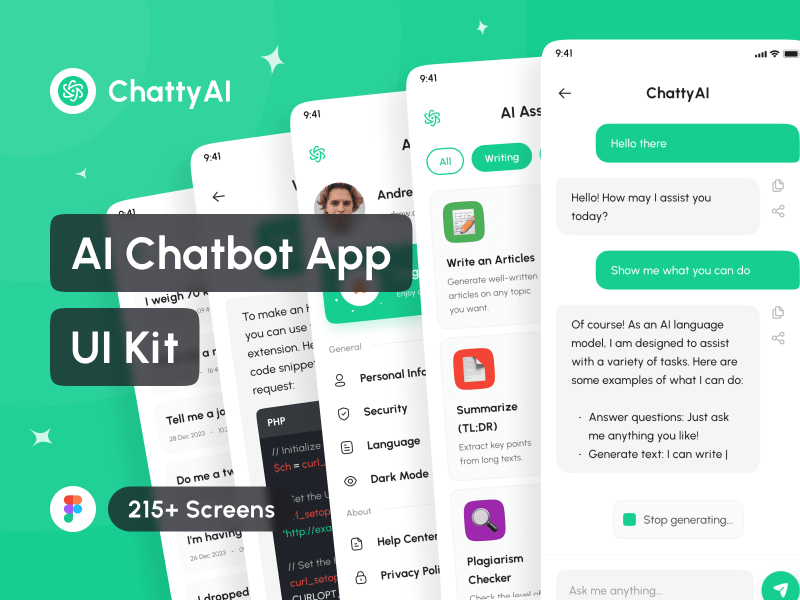 Example of Ai Chatbot App UI Kit