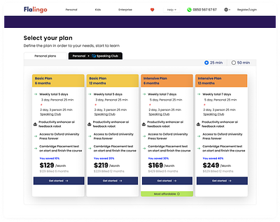 Pricing page ai colorful design double inspration select shadow tabs ui ux website