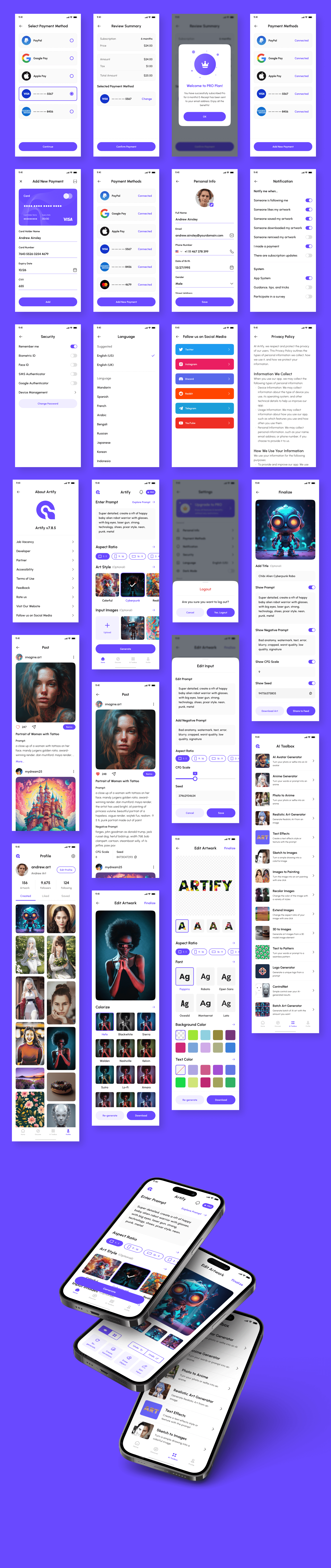 Example of Ai Art Generator App UI Kit