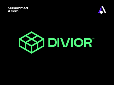 DIVIOR box brand branding coin crypto cube d design divior graphic design illustration logo logo design minimal modern