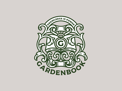 Gardenbook book coat of arms garden logo logotype ornament vintage