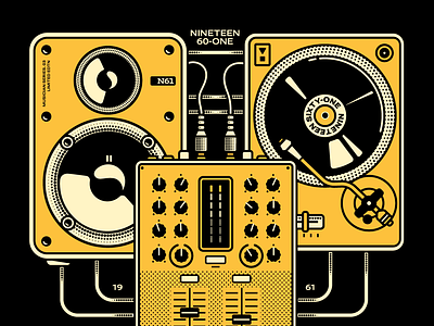 DJ Kit audio controller dj electronic halftone illustration music player screenprint vintage vinyl