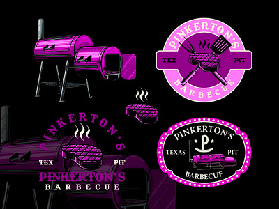 PINKERTON'S BARBECUE DESIGN PACK adobe illustration apparel design bagdes design barbecue design brand identity branding design graphic food badge design freelencer graphic design illustration logo pinkertons deesign t shirt design vector visual identity