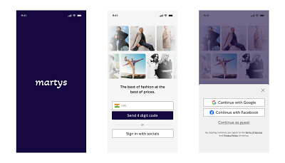 Day 23 >Daily Ui Challenge app apparel clothing dailyui fashion login onboarding shopping signup