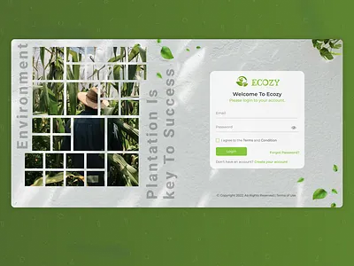 Login Page - Ecozy design environement loginpage plant trendy ui