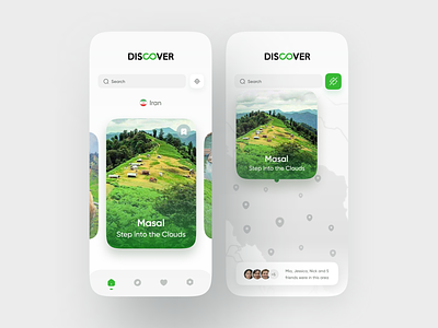 Discover app app application colors colture discover friend green ios iran journey minimal mobile popular product project travel trend ui uimehr ux