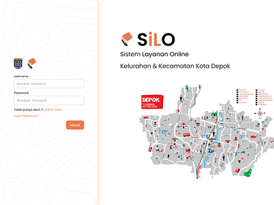 SiLO Depok ( Train street vendor students ) depok design goverment ui illustration indonesia jawa barat landing page login logo map peta register service web silo ui ui design uiux web design website