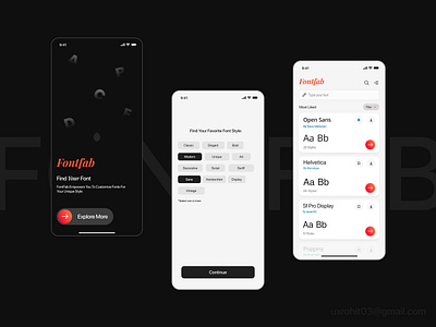 Fontfab - find your font app font font find fontfab mobile app mobile interface serif serif font typeface typography typography design ui ux