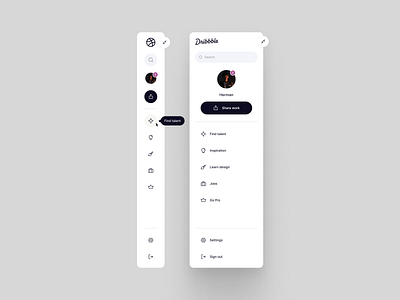 Dribbble's Minimalist Sidebar Redesign inspiration minimalist navbar redesign sidebar ui user interface ux visual