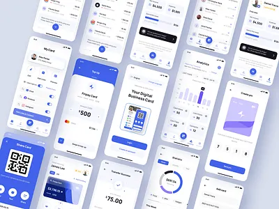 Biz Card business business card communication contact design digital card figma mobile app network qr code scan share ui