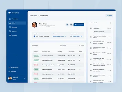 CRM Platform, Sales Lead Status admin admin panel b2b clean crm crm platform crm software crm solution lead lead generation list list screen saas saas design saas platform sales sales lead ui design web app