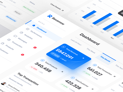 Revenew – Sales Dashboard admin analytic chart customer dashboard design desktop graph growth interface light theme management product purchase report revenue sales transaction ui user interface