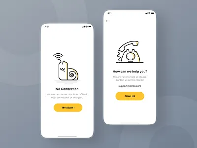 No Connection app ui confetti confirm contact design desinger failed help no connection no internet support try again ui design ui ux ux