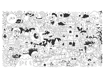 Fantasy battle cartoon character cute dark dragon elves fairy fantasy fight illustration kawaii knight light magic medival orc war warrior wizard