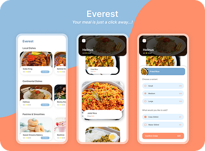 All in one food ordering app colorful food food ordering minimal mobile ordering restaurant ui