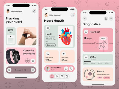 Health Monitoring App adobe xd app app design apple branding design figma health health app health care health monitoring medical mobile app sketch ui ui design uiux ux web web design