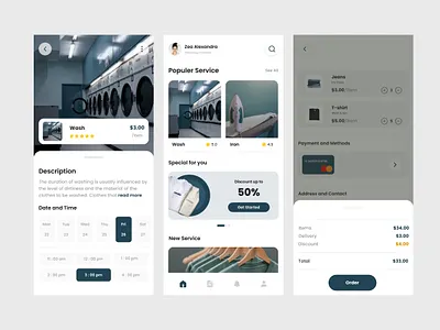 Laundry Mobile App app design ecommerce kit laundry mobile screen service ui user interface