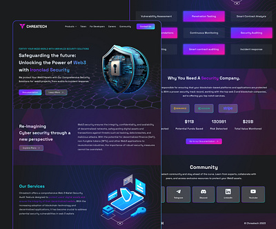 Chreatech - Web3 Security Landing Page crypto design landing page security ui ux web design web3 website
