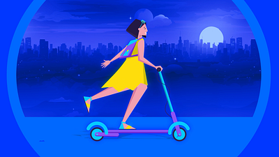 Simple 6-second loop after effects animation city girl illustrator lottie motion graphics vector