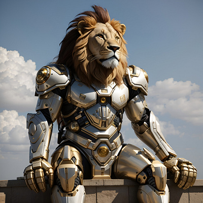 AI generated Character, Lion, wearing an armor 3d ai artwork commercial crypto generated graphic design humanoid nft unique