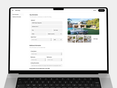 Luxury Presence | Add Listing add listing add multiple images add product back end clean cms design system flow interaction design management marketing platform numerical input productdesign real estate saas saas ui uidesigner uxui