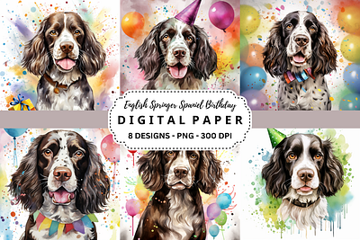 English Springer Spaniel Birthday Backgrounds tumbler wrap