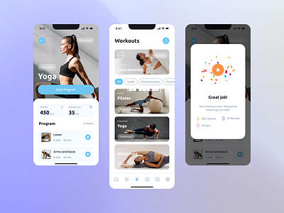 Fitness schedule mobile app application design fitness fitness club gym meditation mobile mobile app design mobile ui motivation schedule training workout app