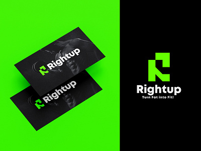 Rightup app body building logo branding creative logo exercise logo graphic design logo logo design logo designer logo maker modern logo r letter logo r logo r right logo software tech technology trendy logo ui website