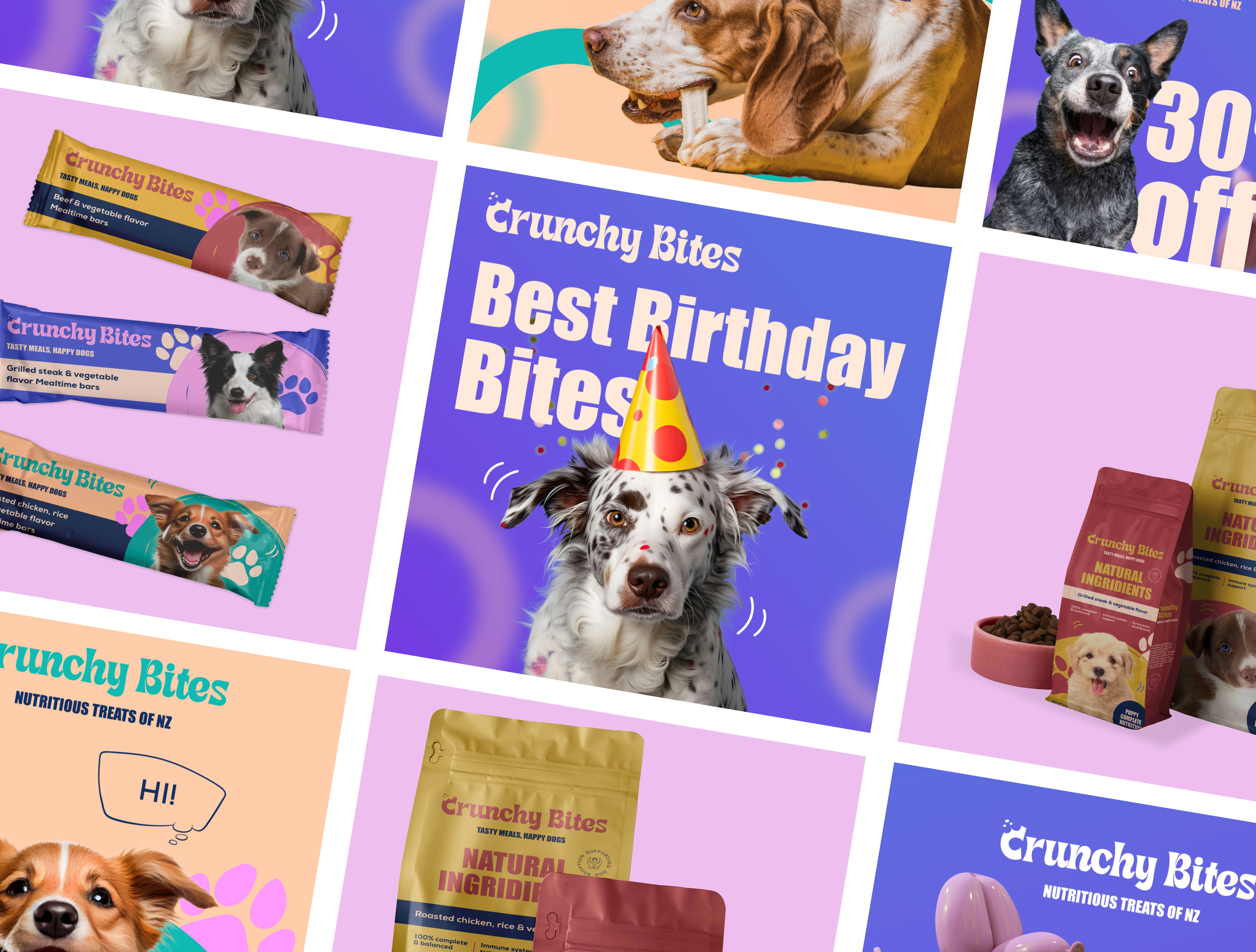 Crunchy Bites- Dog Food Packaging 🐶 brand branddesign branding crea creativeagency design dogfood graphic design illustration logo ui vector