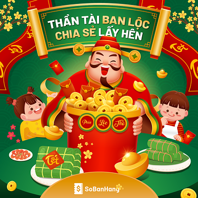 Sun Design: " Than Tai den, Than Tai den" Traditional holiday ads banner branding design graphic design illustration logo poster thietke ui