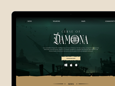 Curse of Damona ai game interactive design marketing website mobile ui