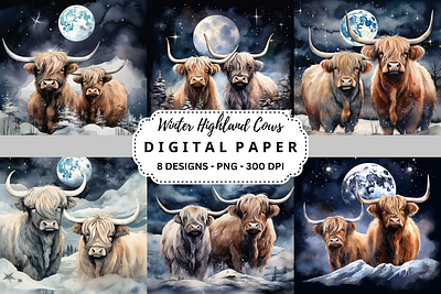 Winter Highland Cows Backgrounds tumbler wrap