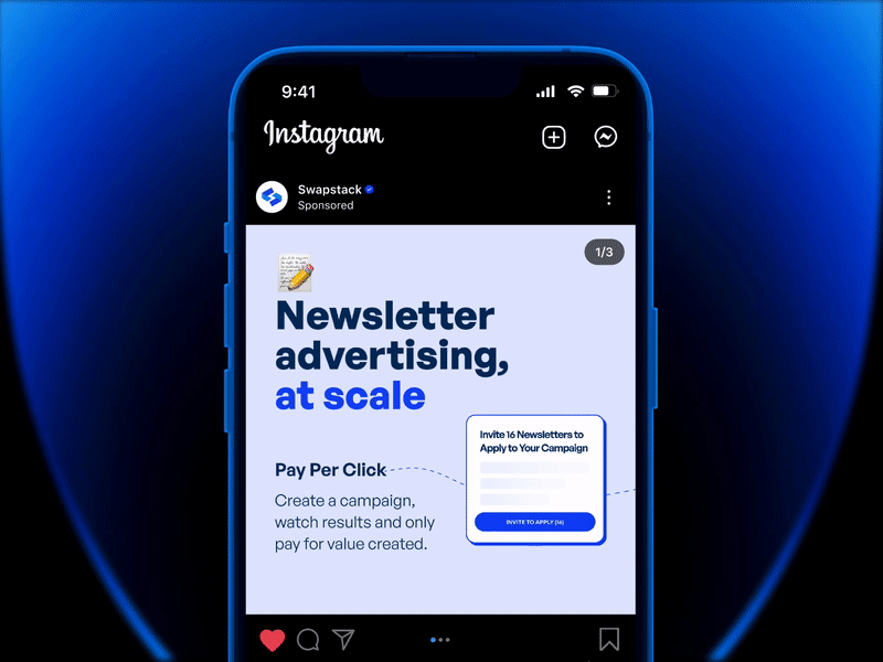 Swapstack Instagram Carousel animation carousel figma graphic design instagram iphone 14 motion design newsletter slider ui