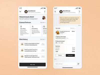 AI-powered Food Ordering Chatbot ai app assistant bot chat design gpt interface mobile ui ux