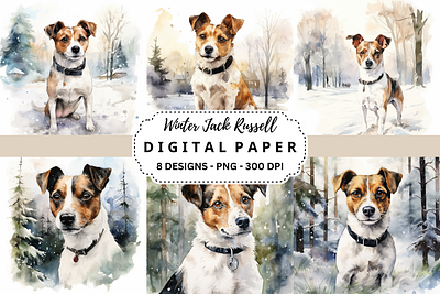 Winter Jack Russell Backgrounds commercial use art